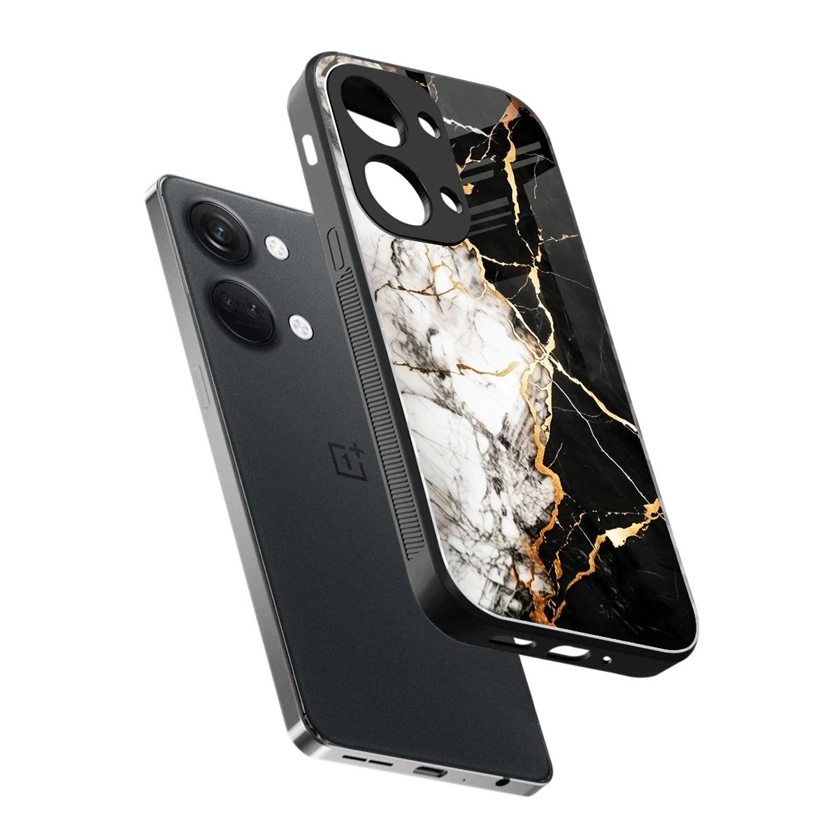 Gilded Marble sleek oneplus nord 3 cover with tempered glass back and TPU edges