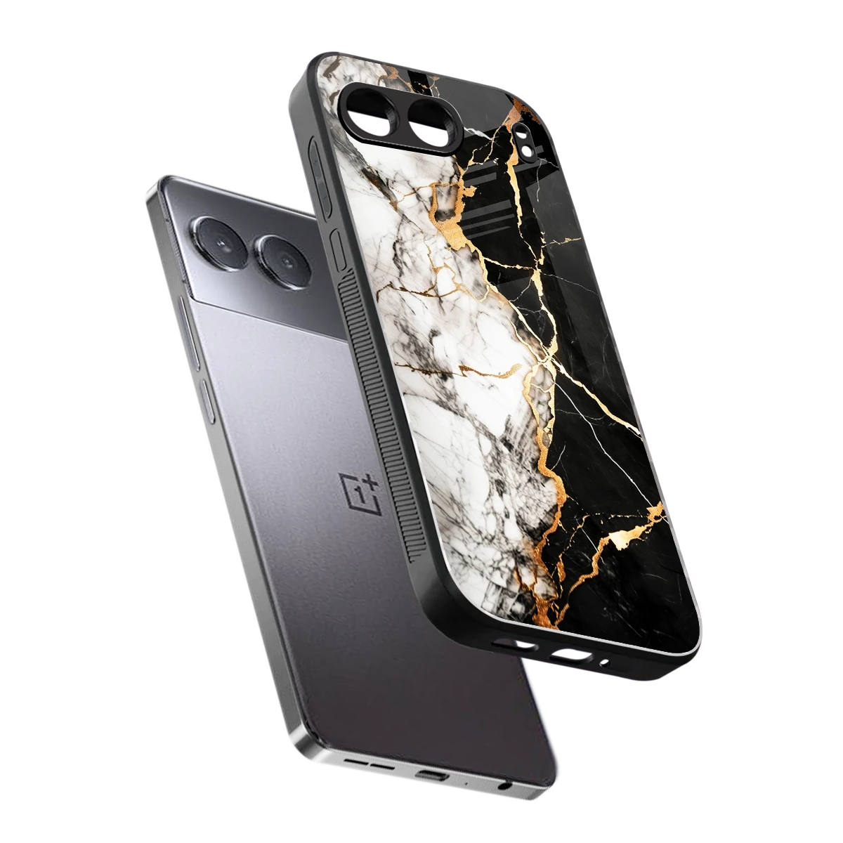 Gilded Marble sleek oneplus nord 4 cover with tempered glass back and TPU edges