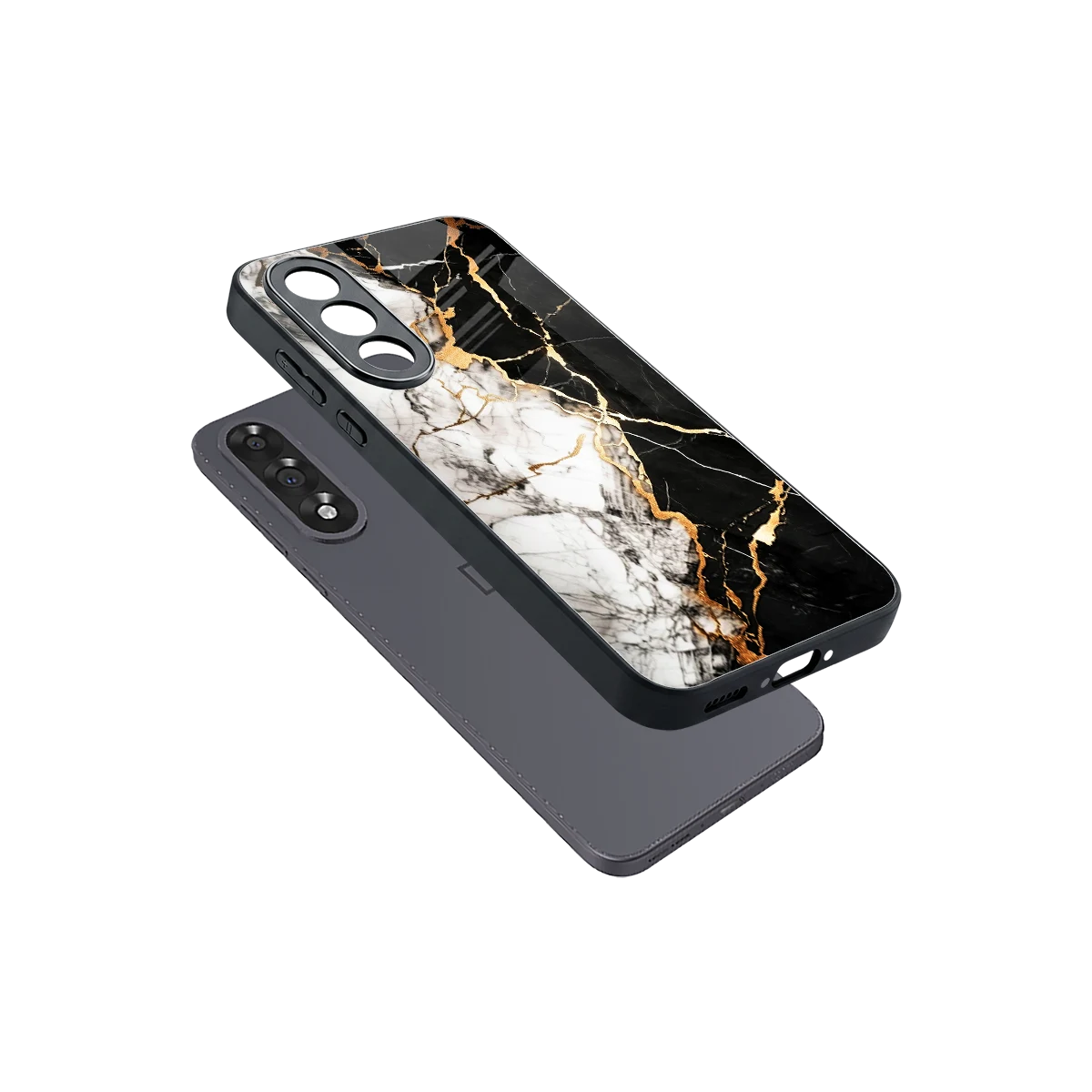 Gilded Marble sleek oneplus nord 5 cover with tempered glass back and TPU edges