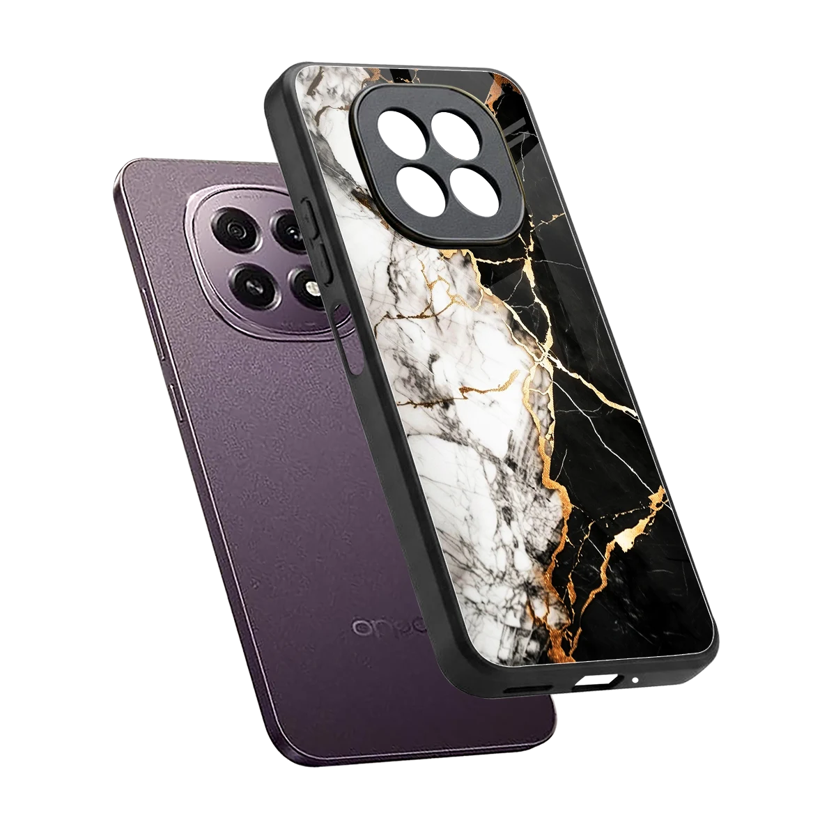 Gilded Marble sleek oppo f29 5g cover with tempered glass back and TPU edges