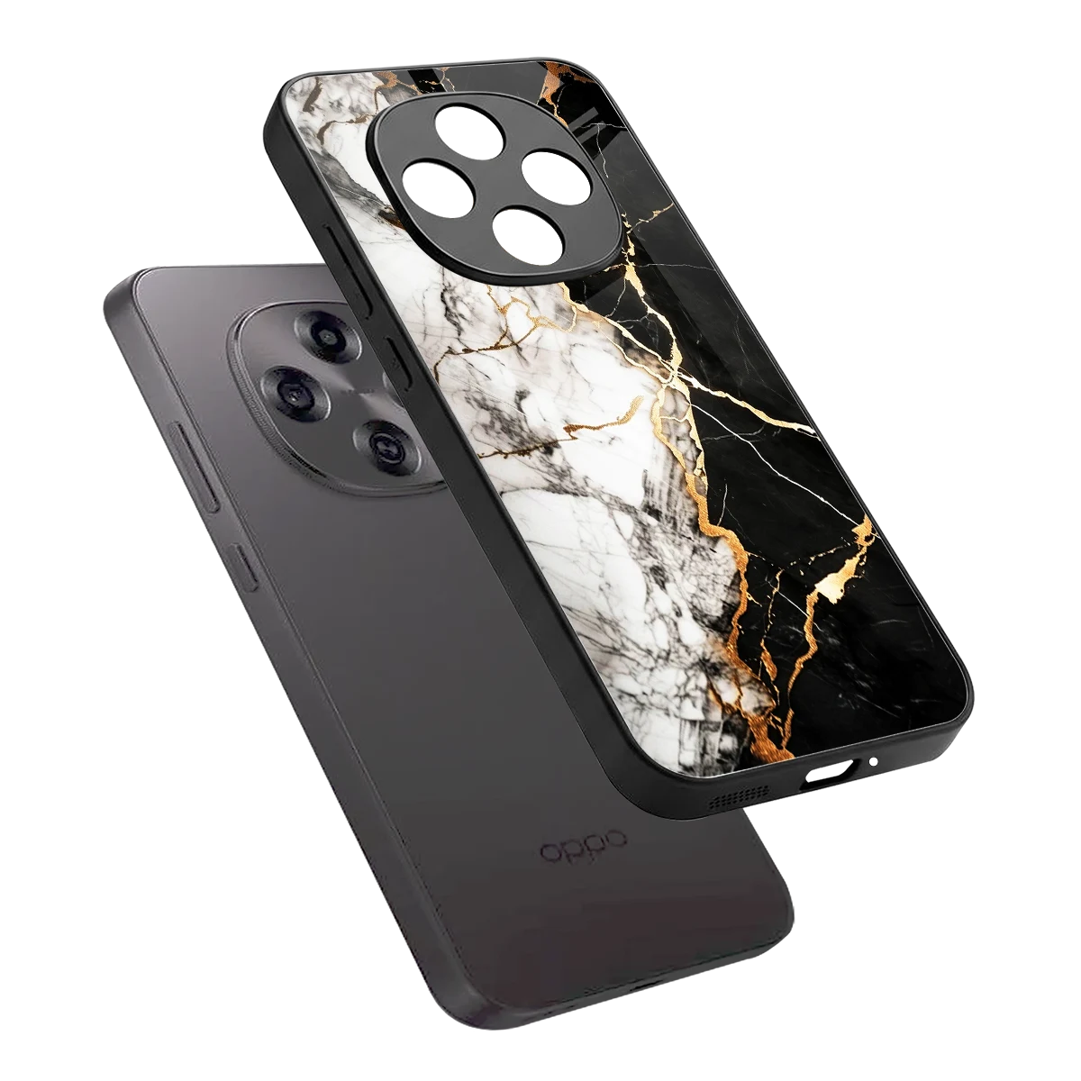 Gilded Marble sleek oppo f31 pro 5g cover with tempered glass back and TPU edges