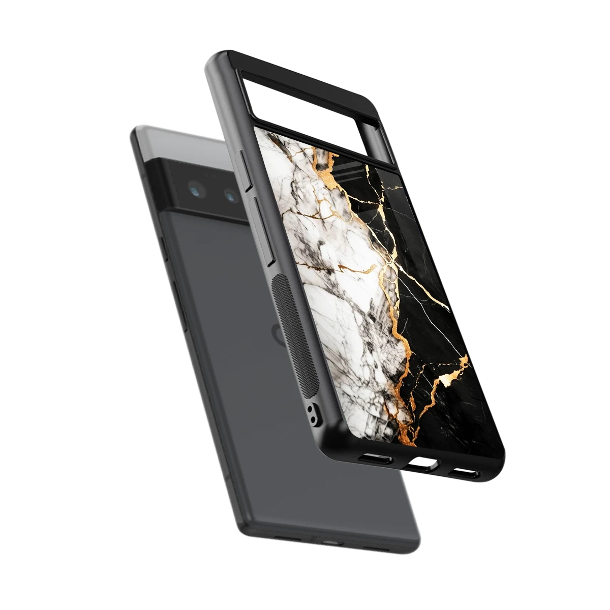 Gilded Marble sleek google pixel 6 pro cover with tempered glass back and TPU edges