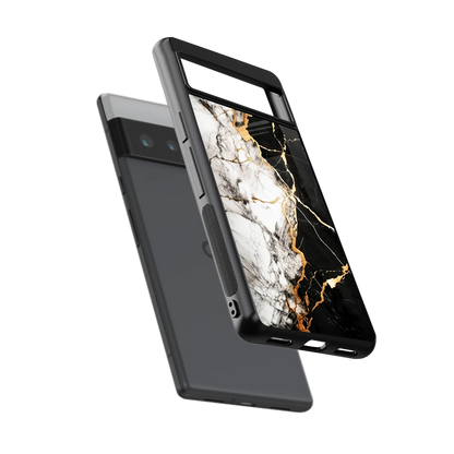 Gilded Marble sleek google pixel 6 pro cover with tempered glass back and TPU edges