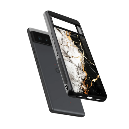 Gilded Marble sleek google pixel 6a cover with tempered glass back and TPU edges