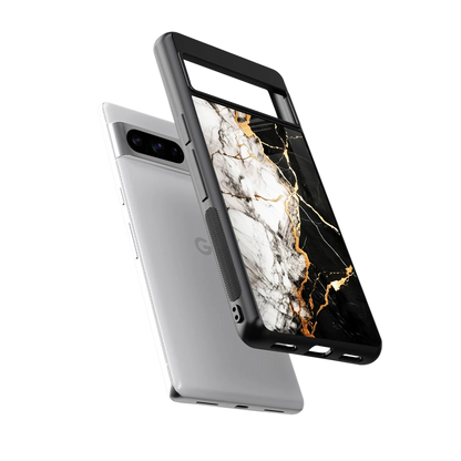 Gilded Marble sleek google pixel 8 pro cover with tempered glass back and TPU edges