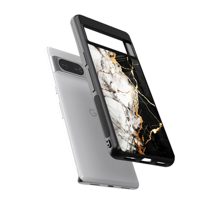 Gilded Marble sleek google pixel 8 cover with tempered glass back and TPU edges