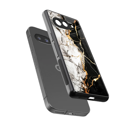 Gilded Marble sleek google pixel 10a cover with tempered glass back and TPU edges