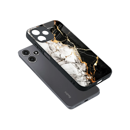 Gilded Marble sleek redmi 12 5g cover with tempered glass back and TPU edges