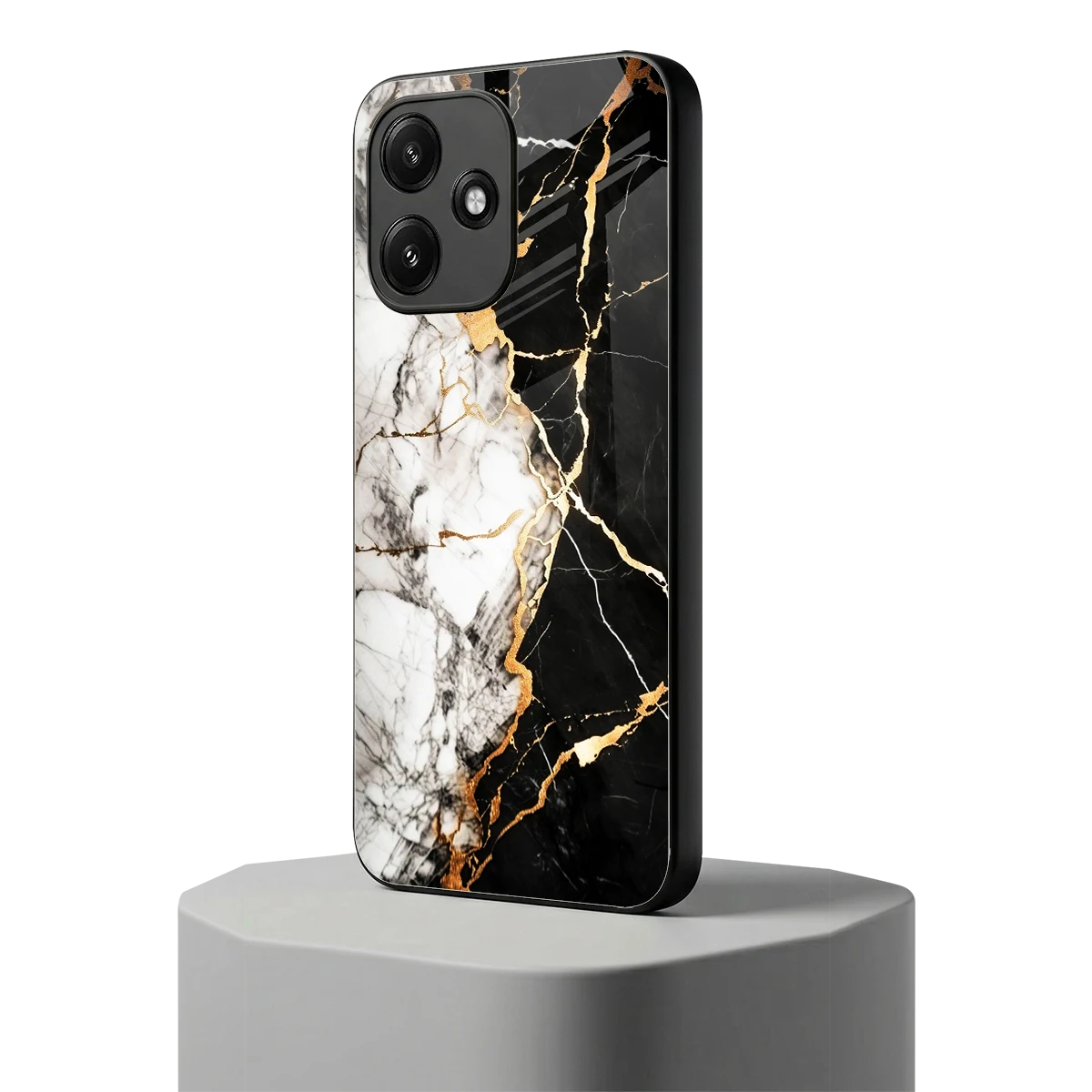 Gilded Marble redmi 12 5g mobile cover | shockproof glass phone case