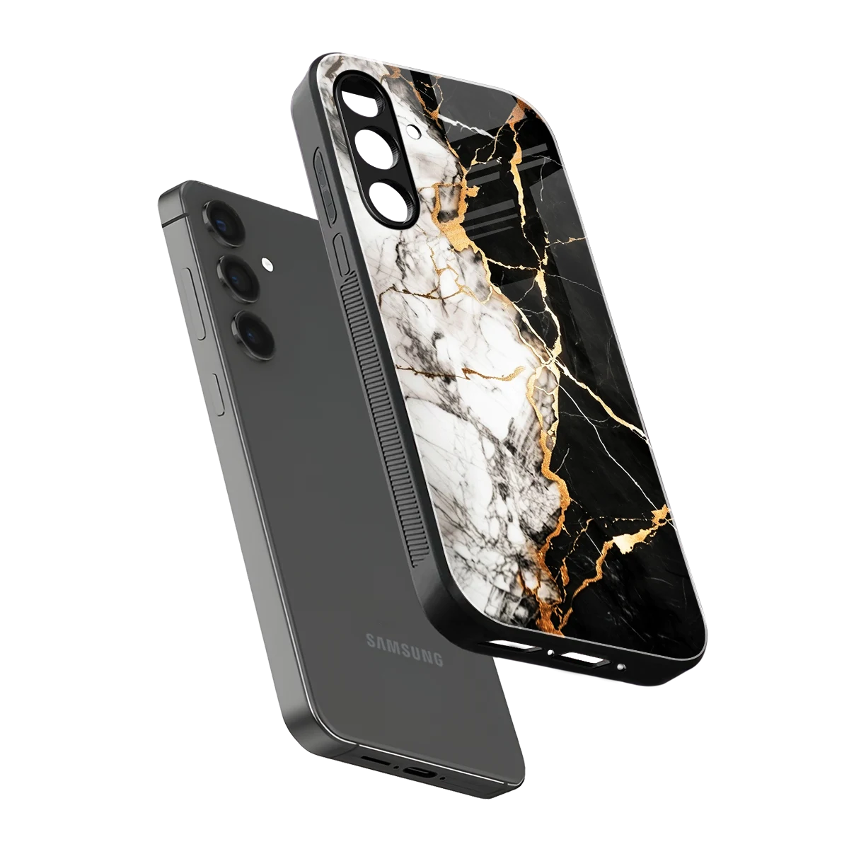 Gilded Marble sleek samsung galaxy a14 5g cover with tempered glass back and TPU edges