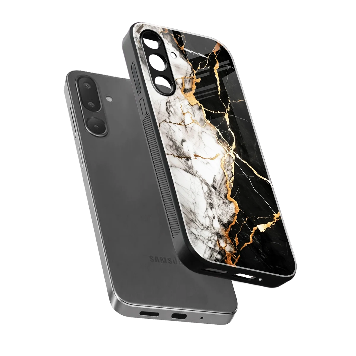 Gilded Marble sleek samsung galaxy m56 5g cover with tempered glass back and TPU edges