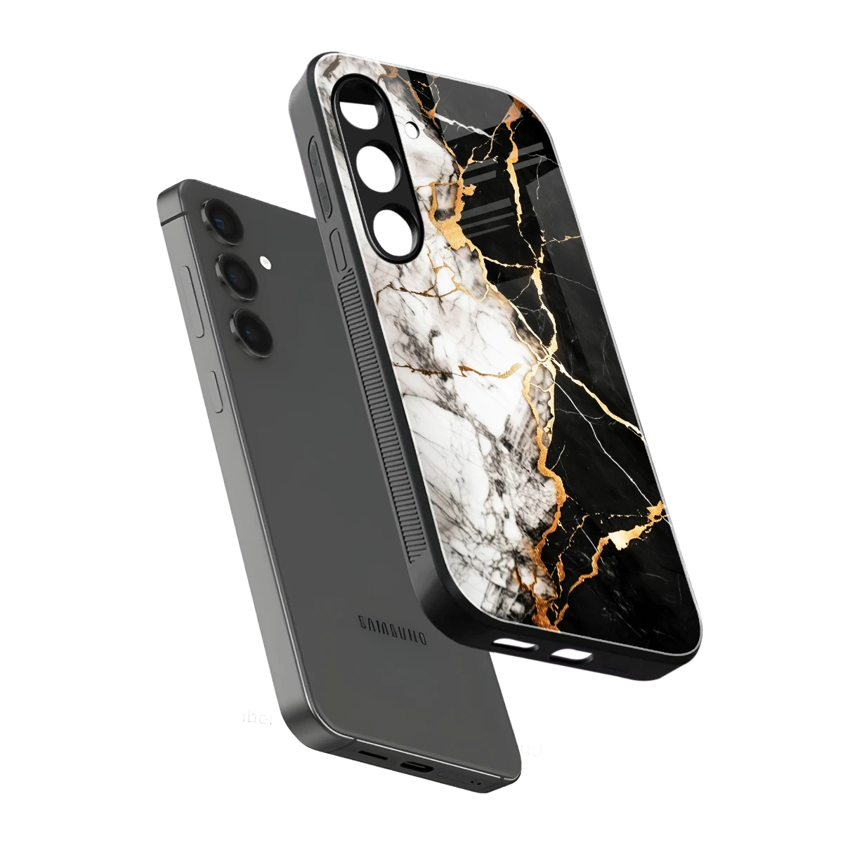 Gilded Marble sleek samsung galaxy s24 fe cover with tempered glass back and TPU edges