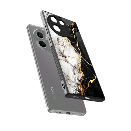 Gilded Marble sleek vivo v30e cover with tempered glass back and TPU edges