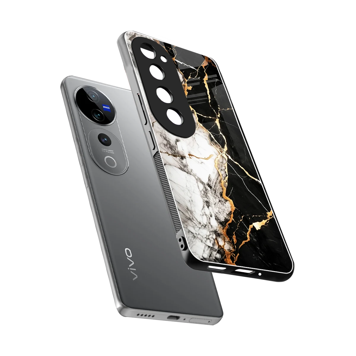 Gilded Marble sleek vivo v40 pro cover with tempered glass back and TPU edges