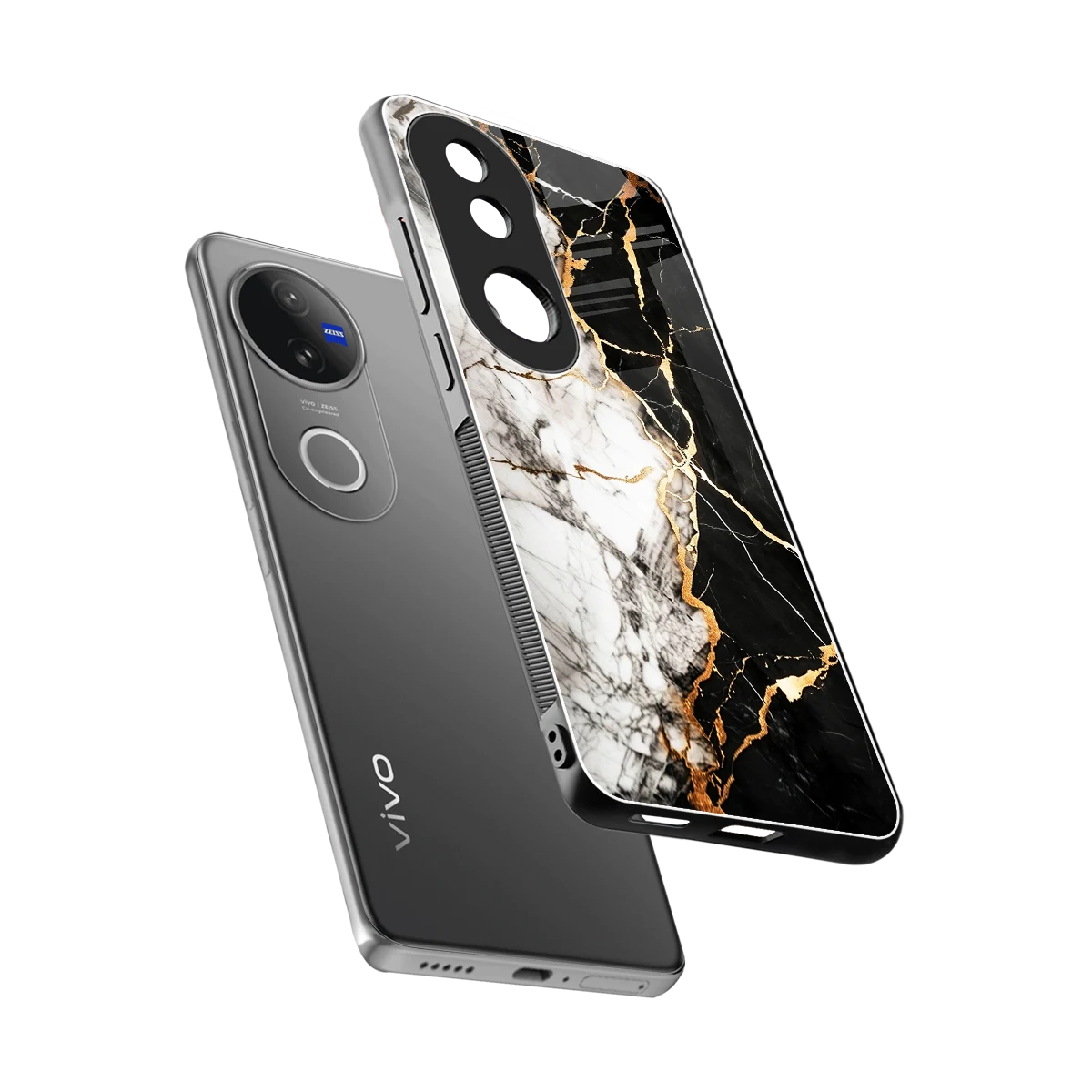 Gilded Marble sleek vivo v50 cover with tempered glass back and TPU edges