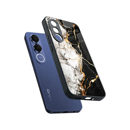 Gilded Marble sleek vivo v70 fe cover with tempered glass back and TPU edges