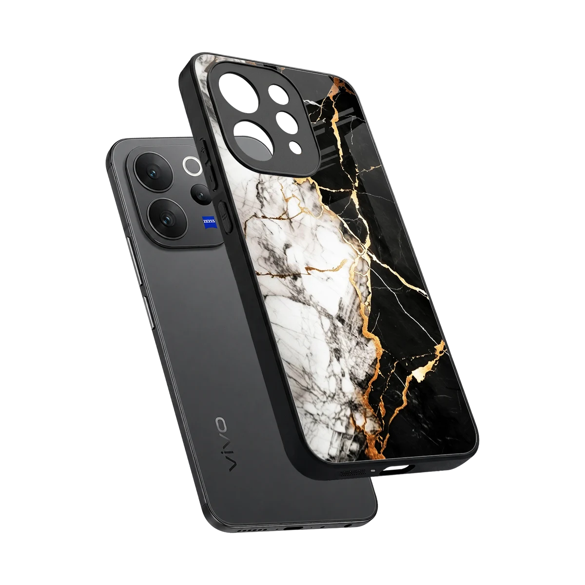 Gilded Marble sleek vivo v70 cover with tempered glass back and TPU edges