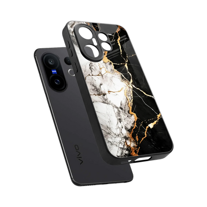 Gilded Marble sleek vivo x200 fe cover with tempered glass back and TPU edges
