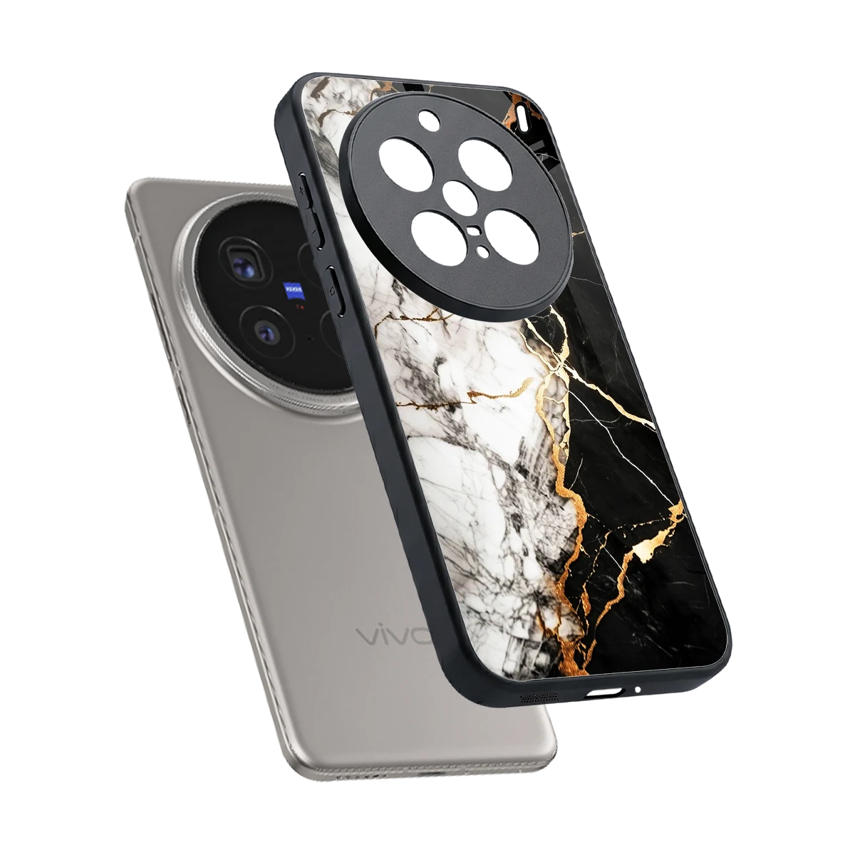 Gilded Marble sleek vivo x200 pro cover with tempered glass back and TPU edges