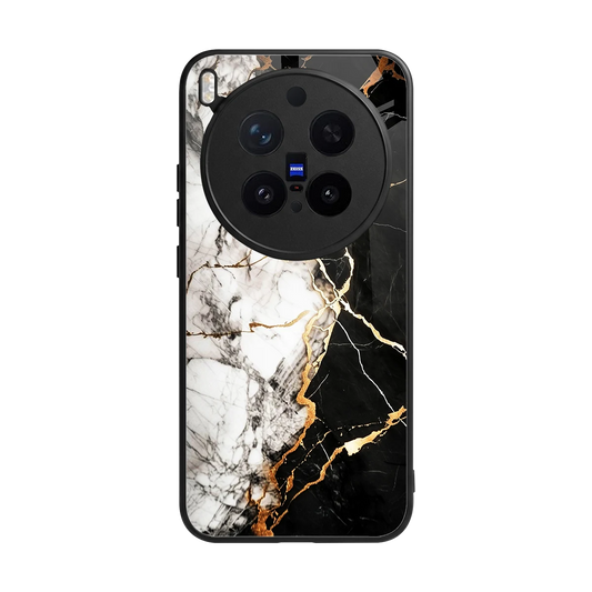 Gilded Marble back phone cover | glass case for vivo x300 pro