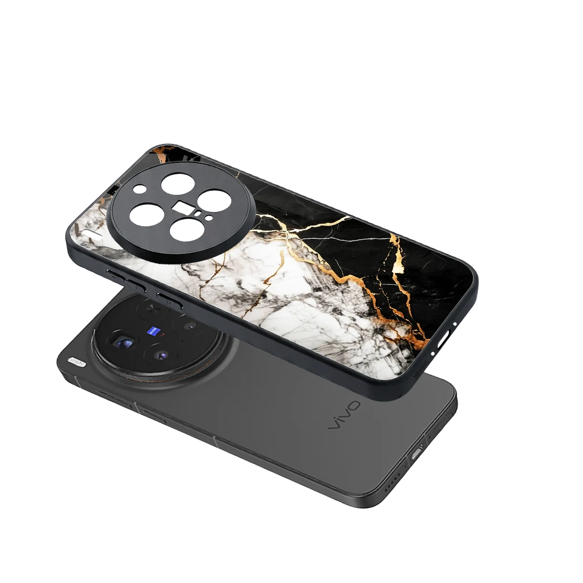 Gilded Marble sleek vivo x300 pro cover with tempered glass back and TPU edges