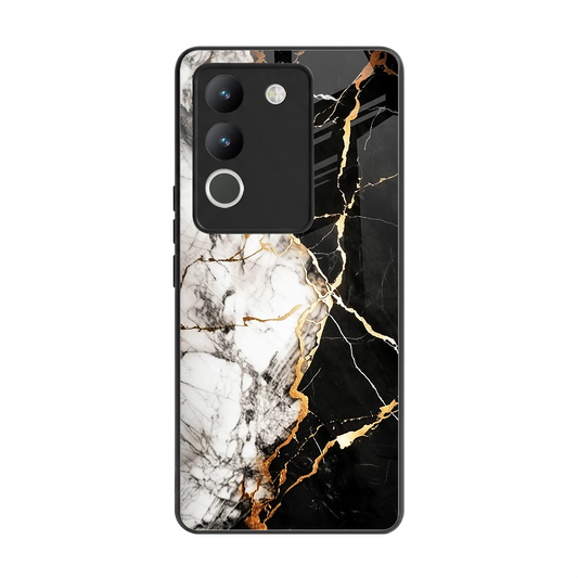 Gilded Marble back phone cover | glass case for vivo y200 5g