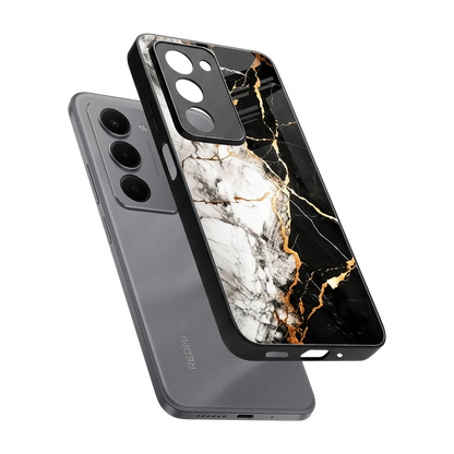 Gilded Marble sleek redmi 15 5g cover with tempered glass back and TPU edges