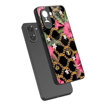 Gilded Petals sleek oneplus nord ce5 5g cover with tempered glass back and TPU edges