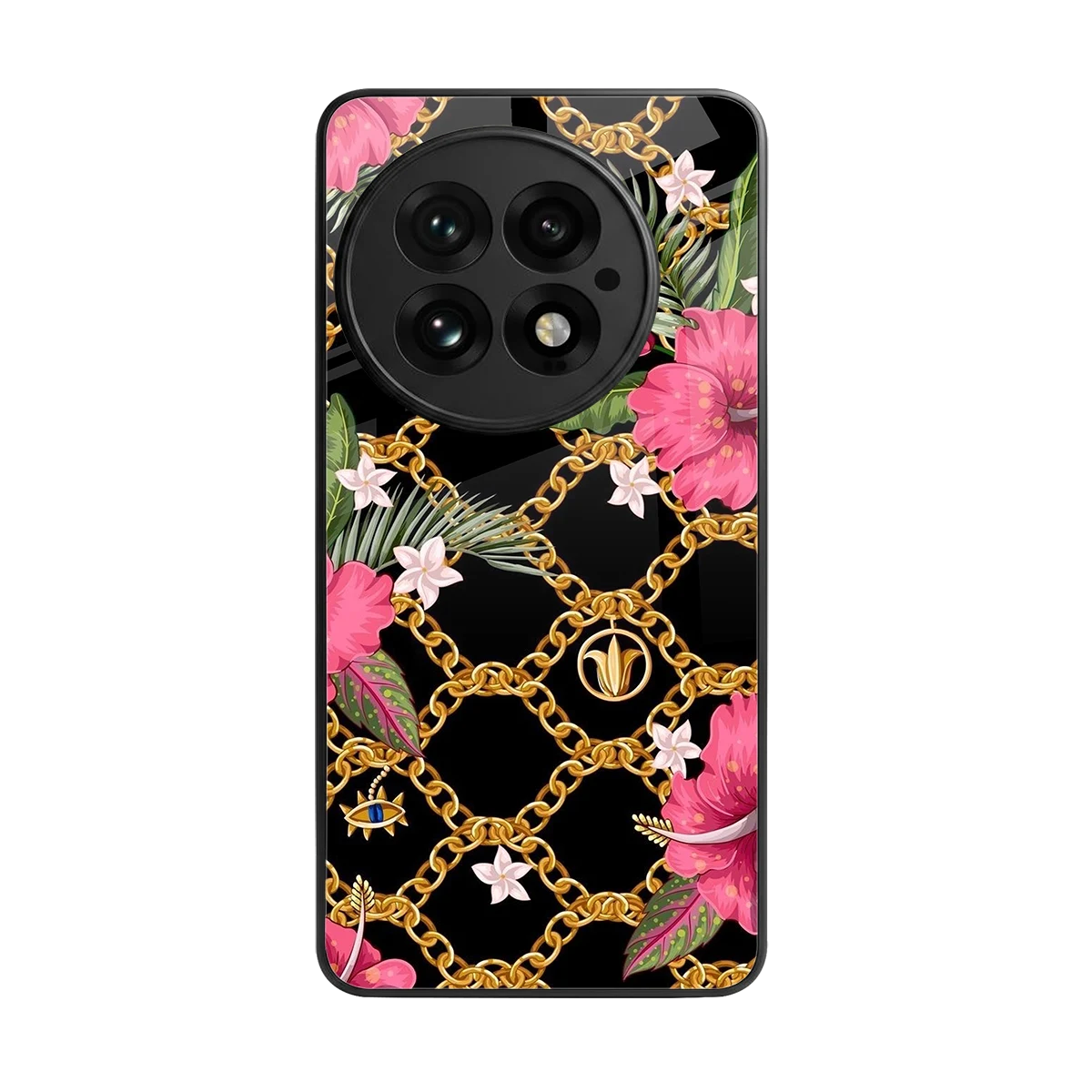 Gilded Petals back phone cover | glass case for oneplus 13
