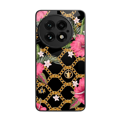 Gilded Petals back phone cover | glass case for oneplus 13
