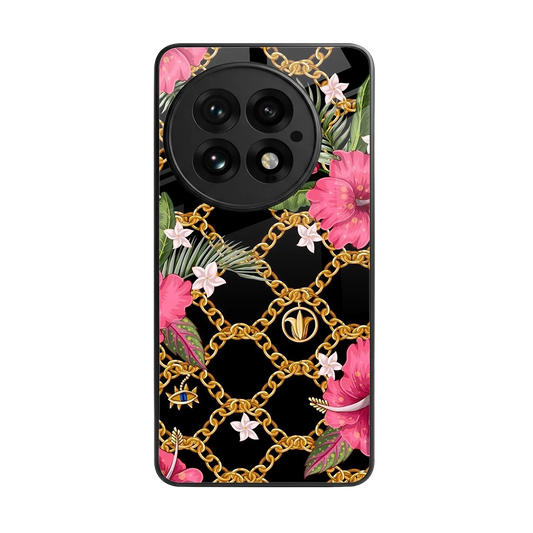 Gilded Petals back phone cover | glass case for oneplus 13