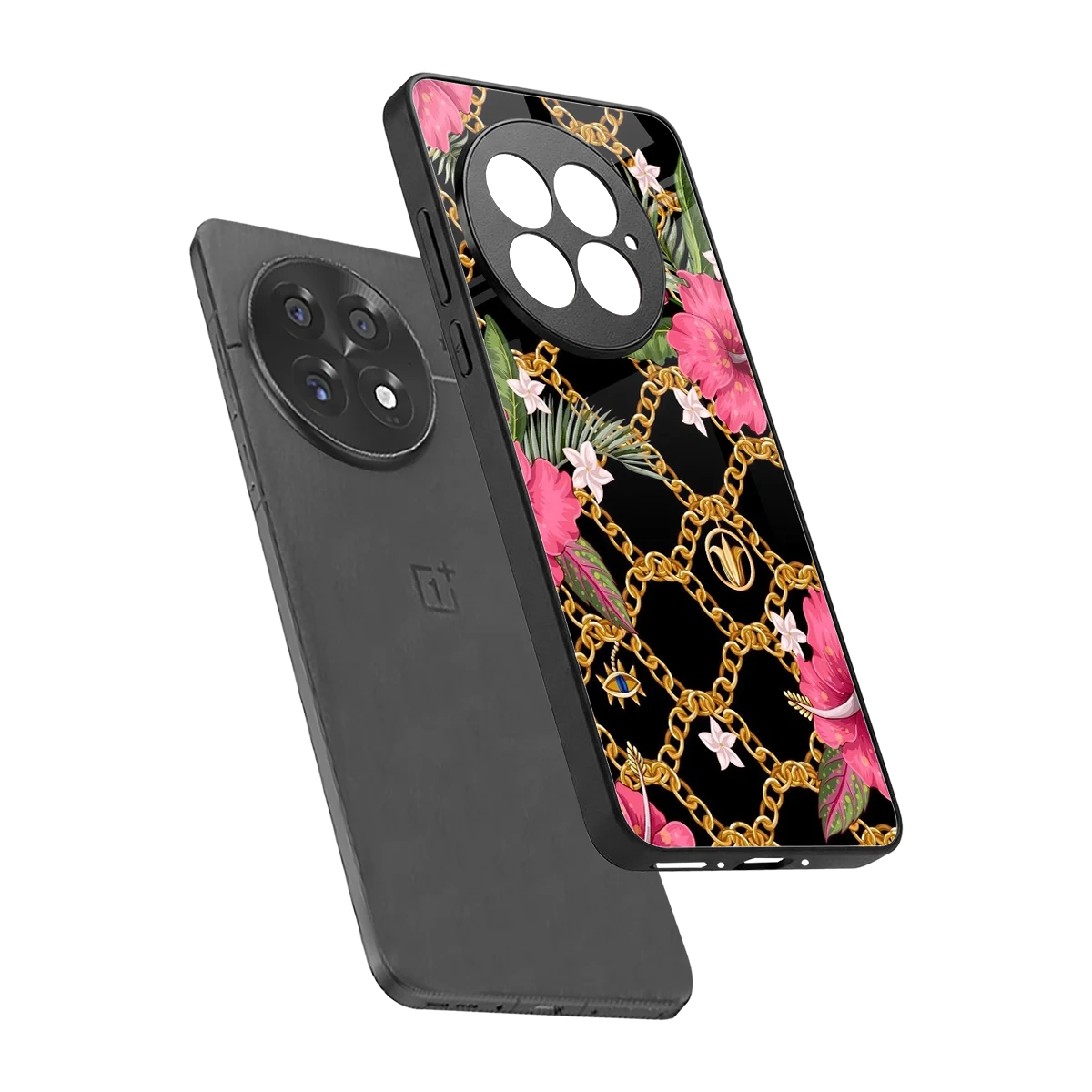 Gilded Petals sleek oneplus 13 cover with tempered glass back and TPU edges