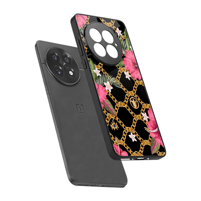 Gilded Petals sleek oneplus 13 cover with tempered glass back and TPU edges