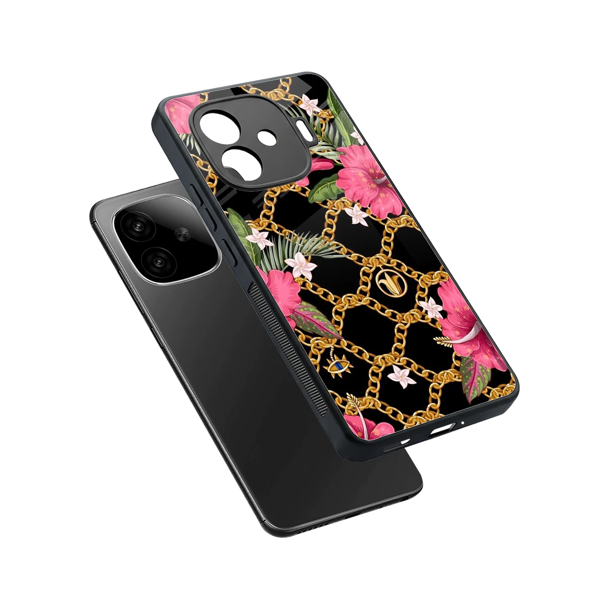 Gilded Petals sleek iqoo neo 10r 5g cover with tempered glass back and TPU edges