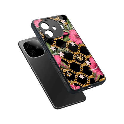 Gilded Petals sleek iqoo neo 10r 5g cover with tempered glass back and TPU edges