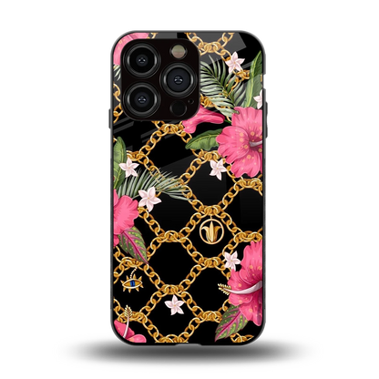 Gilded Petals back phone cover | glass case for iphone 13 pro