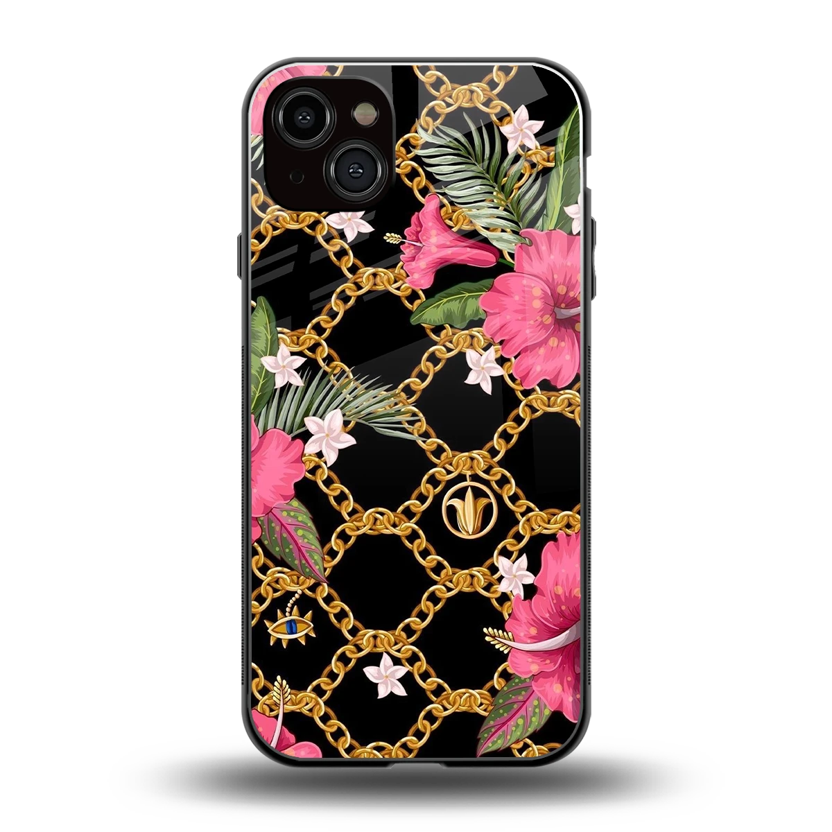 Gilded Petals back phone cover | glass case for iphone 14 plus