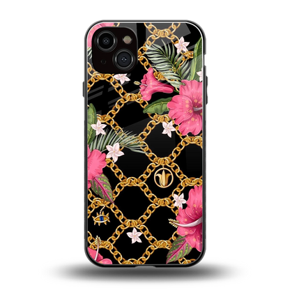 Gilded Petals back phone cover | glass case for iphone 14 plus