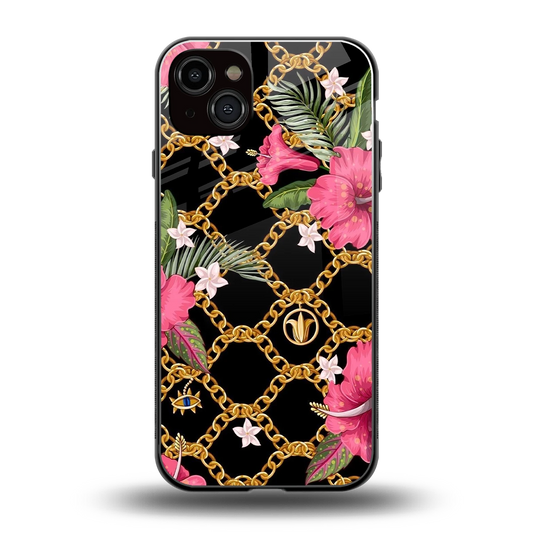 Gilded Petals back phone cover | glass case for iphone 14 plus
