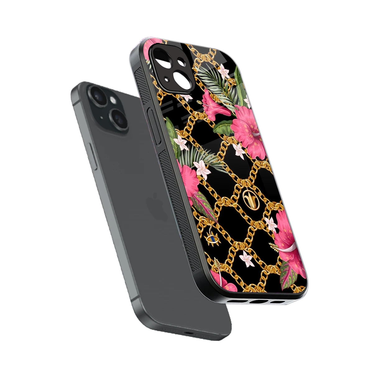 Gilded Petals sleek iphone 14 plus cover with tempered glass back and TPU edges