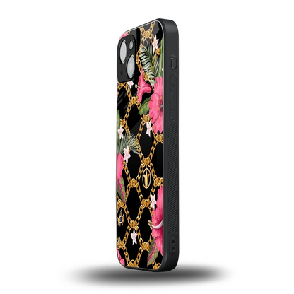 Gilded Petals iphone 14 plus mobile cover | shockproof glass phone case