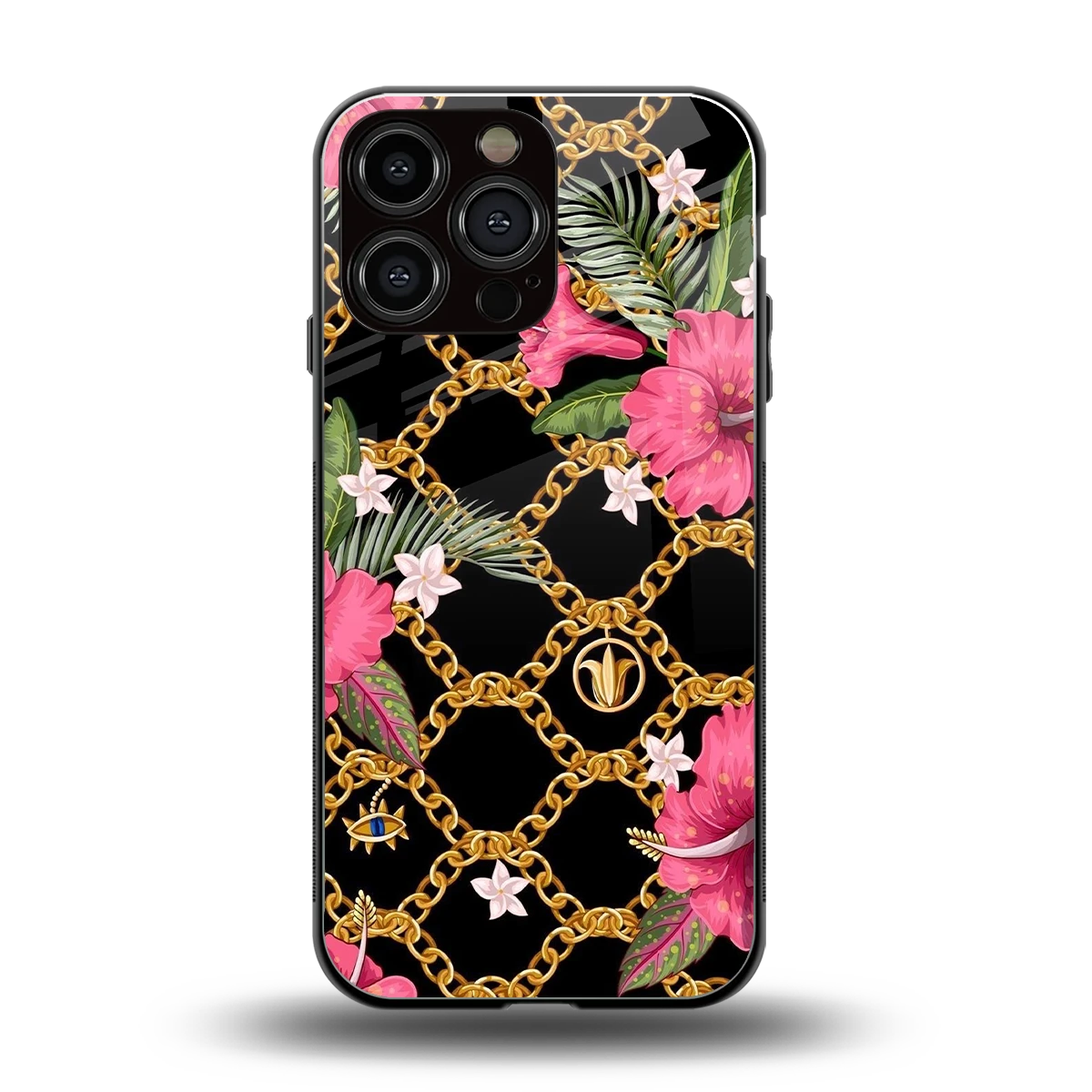 Gilded Petals back phone cover | glass case for iphone 15 pro max