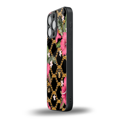Gilded Petals iphone 15 pro max mobile cover | shockproof glass phone case