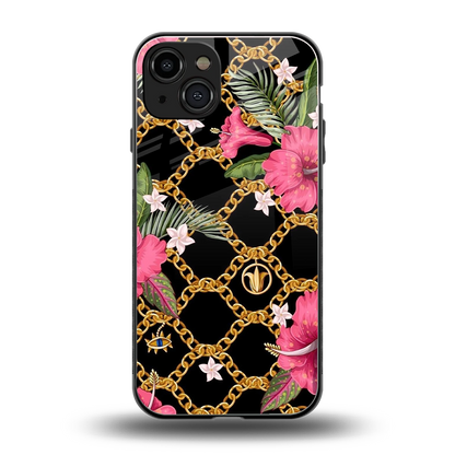 Gilded Petals back phone cover | glass case for iphone 15