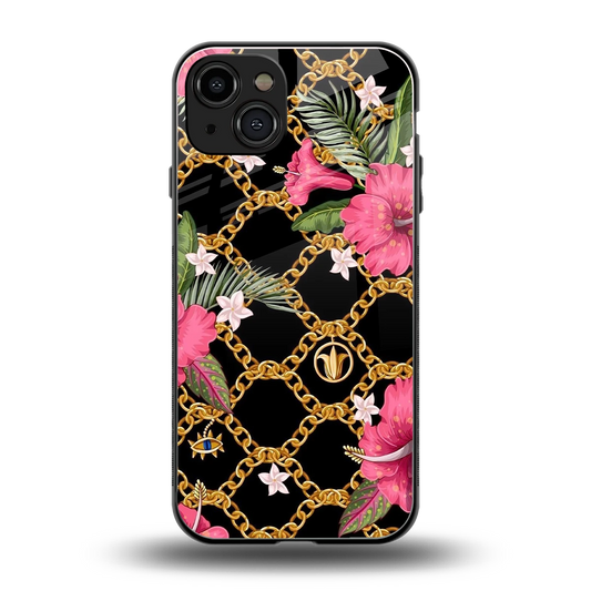 Gilded Petals back phone cover | glass case for iphone 15