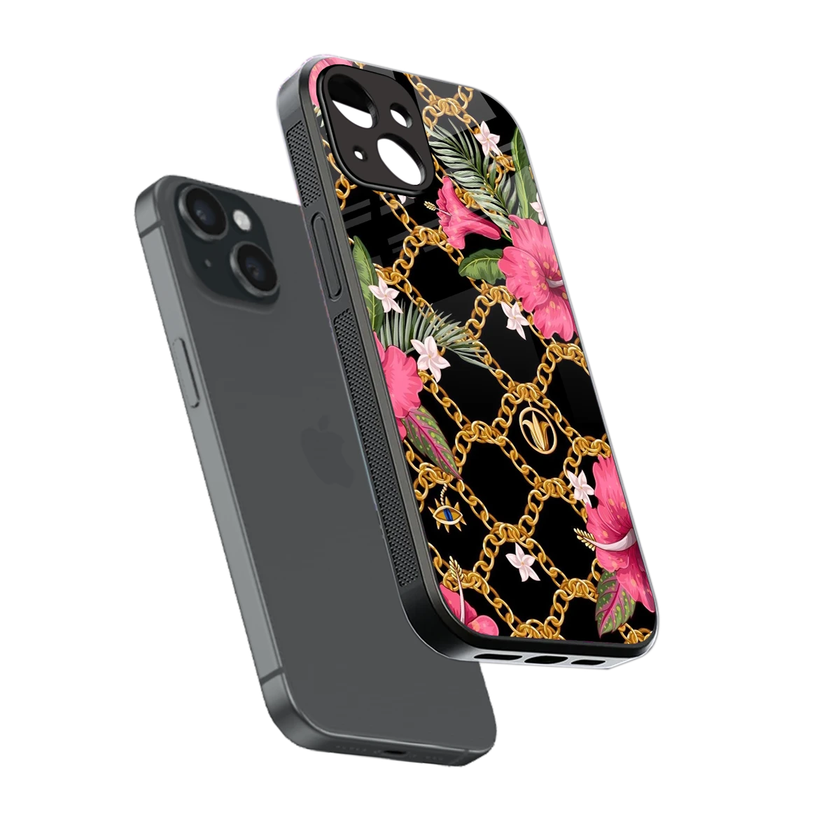 Gilded Petals sleek iphone 15 cover with tempered glass back and TPU edges