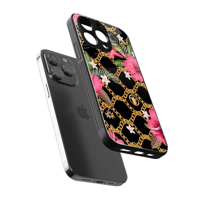 Gilded Petals sleek iphone 15 pro cover with tempered glass back and TPU edges