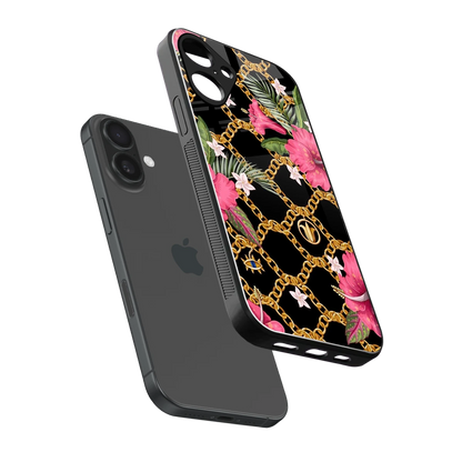 Gilded Petals sleek iphone 16 plus cover with tempered glass back and TPU edges