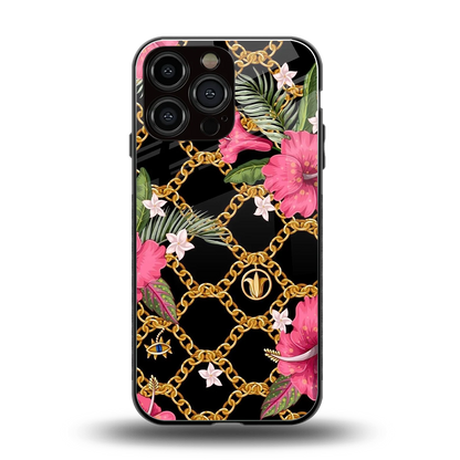 Gilded Petals back phone cover | glass case for iphone 16 pro max