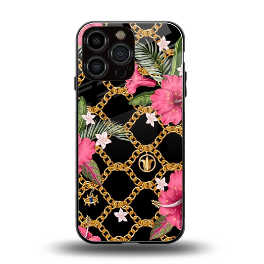 Gilded Petals back phone cover | glass case for iphone 16 pro max